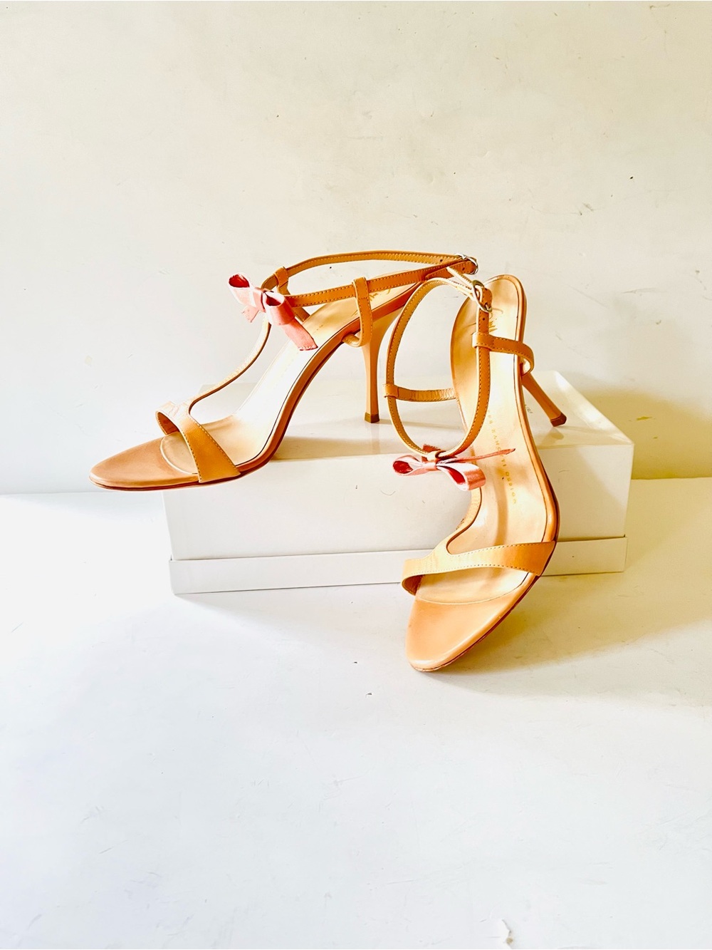 Giuseppe Zanotti peach nude strappy high heel sandals with bow 38 - Picture 10 of 10